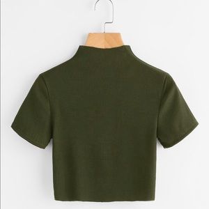 High neck olive green crop top  SMALL